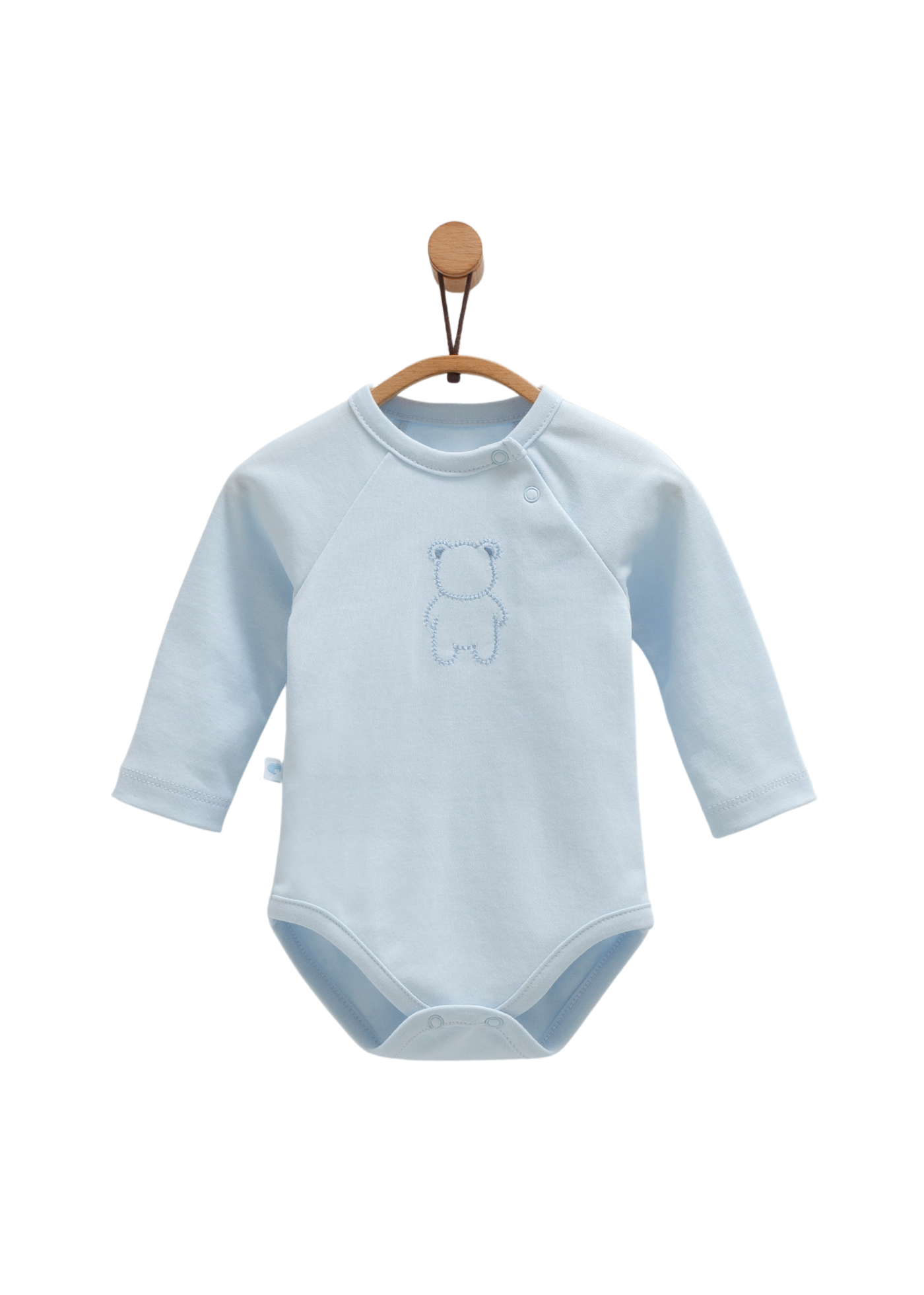 Set 3 Piese Body cu Maneca Lunga, Pantaloni Lungi cu Picior si Fes Bleu cu Imprimeu Ursi BPS1468 Mell Sweet Baby