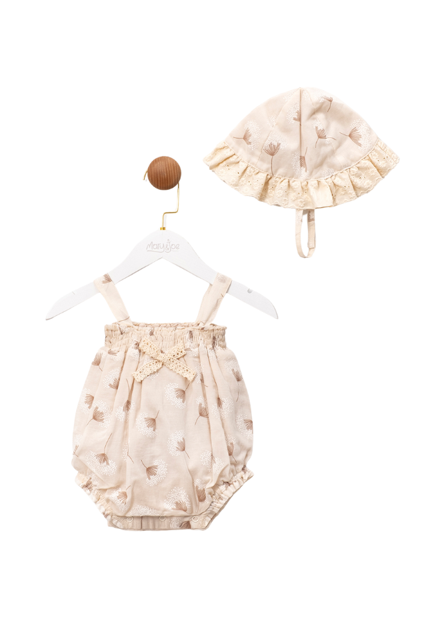 Set 2 Piese Body Bej cu Bretele si Palarie MJ112 Mary & Joe