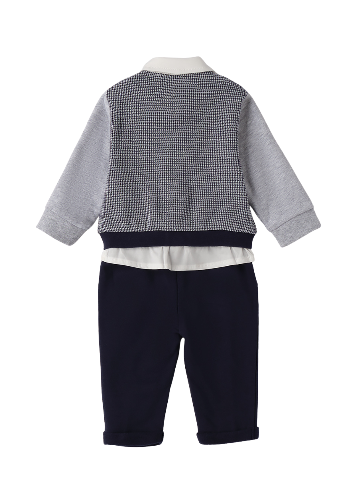 Set 2 Piese Bluza Bleumarin Pepit si Pantaloni Lungi Bleumarin 4.F018/00 iDO