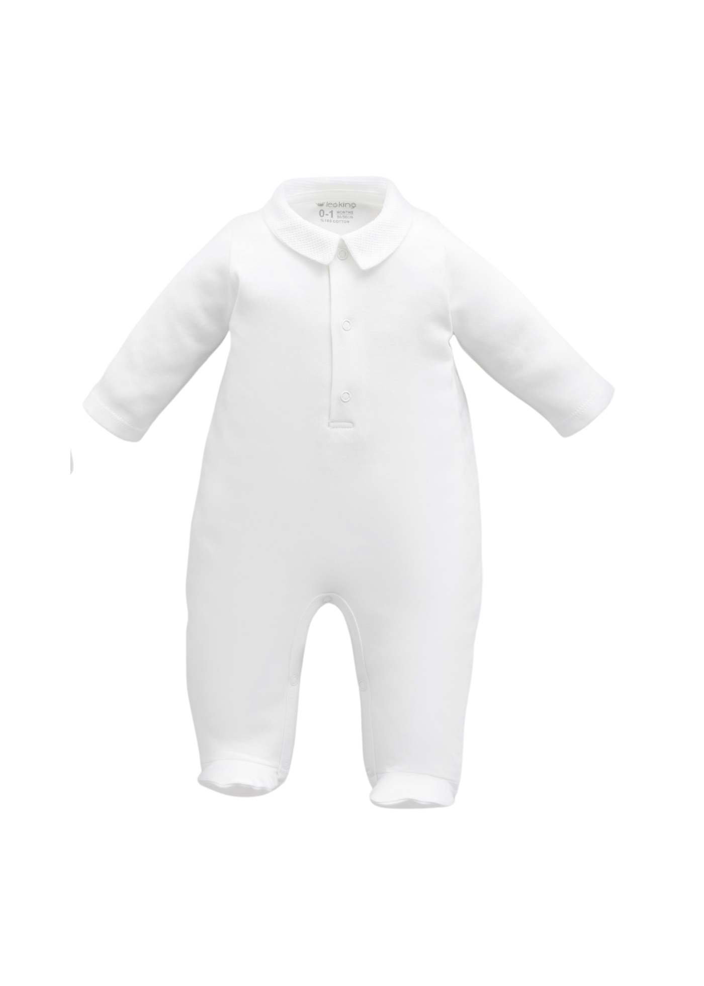 Set 3 Piese Salopeta Lunga Alba Tricotata si Cardigan cu Lana Merinos si Salopeta Bumbac 9337 Leo King