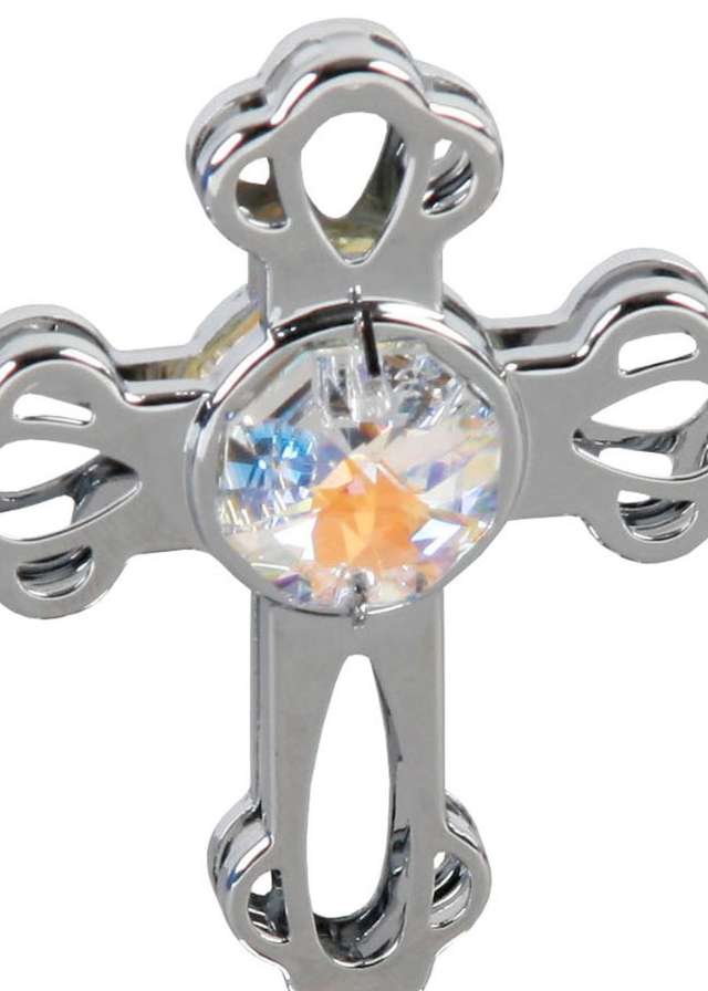 Ornament Placat cu Crom in Forma de Cruce cu Cristal SP198 Crystocraft