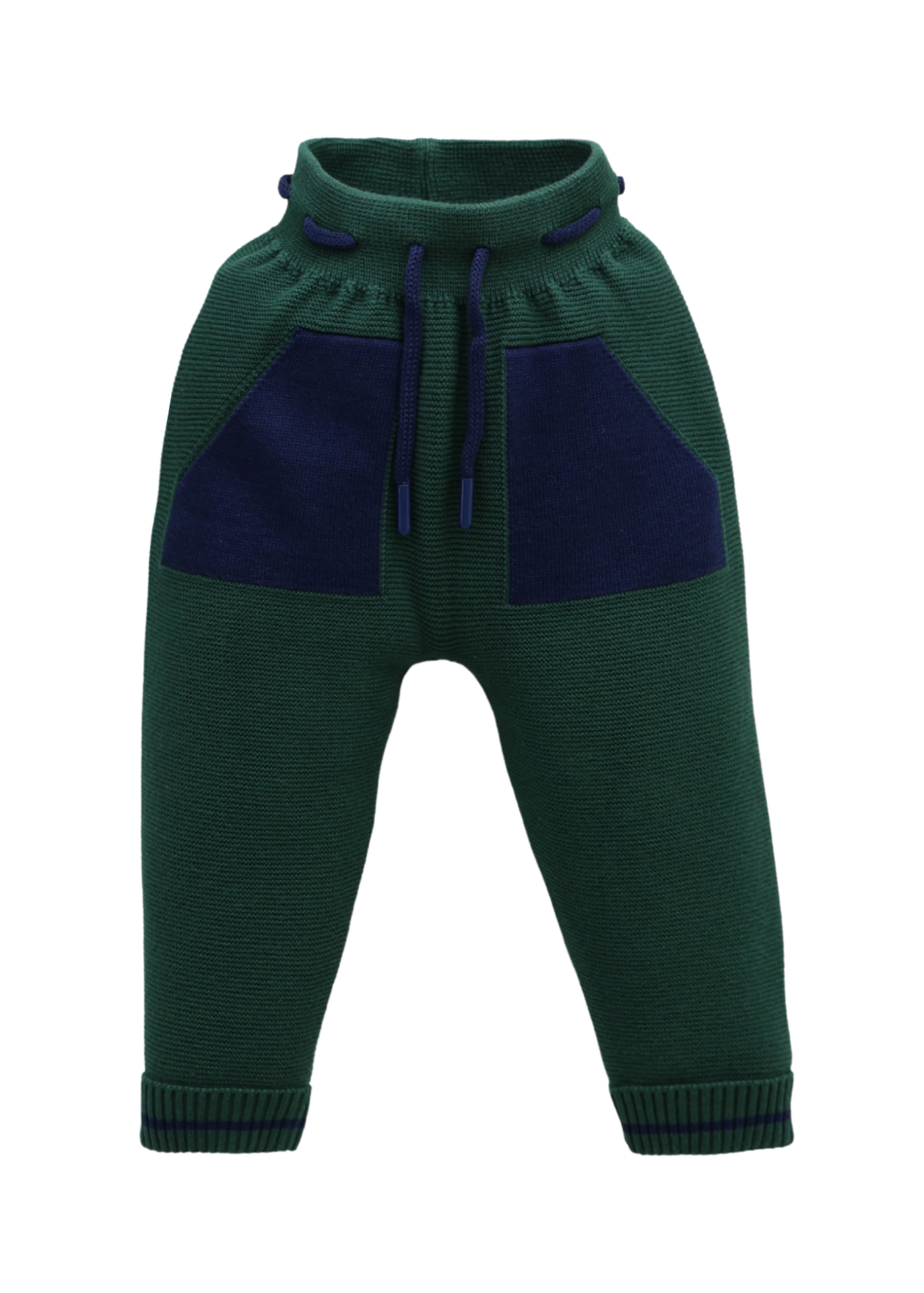 Set 3 Piese Cardigan si Pantaloni Lungi Tricotate Verde cu Bleumarin si Bluza Crem cu Vapor 8025 Leo King