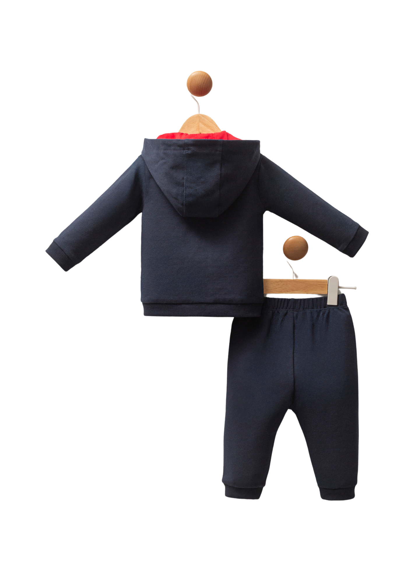 Set 3 Piese Bleumarin Jacheta cu Capse Pantaloni Lungi si Bluza Crem USB2537 Us Polo Assn