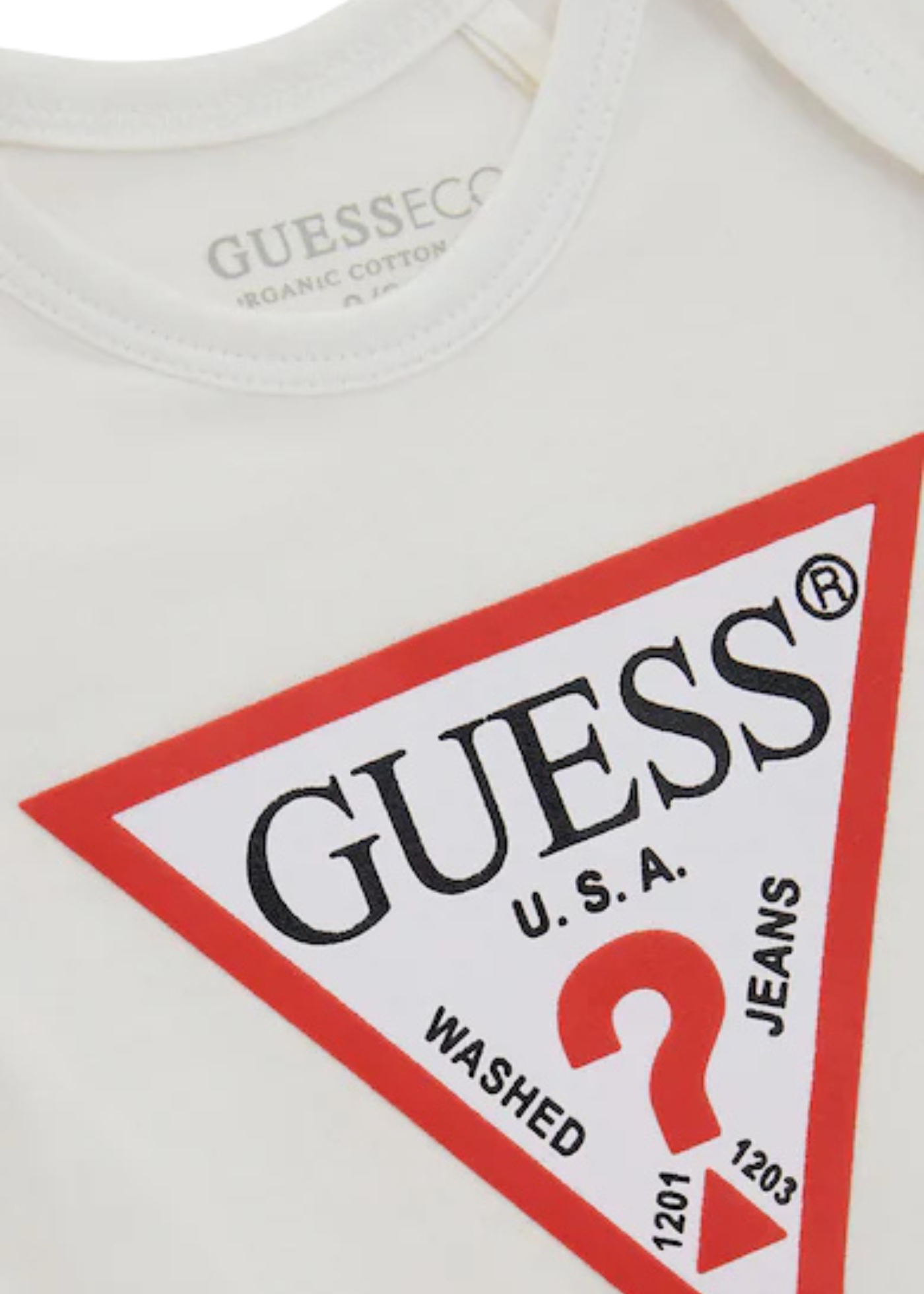 Body Alb cu Maneca Scurta cu Logo Triunghi Rosu H5GW06 K6YW1 G011 Guess