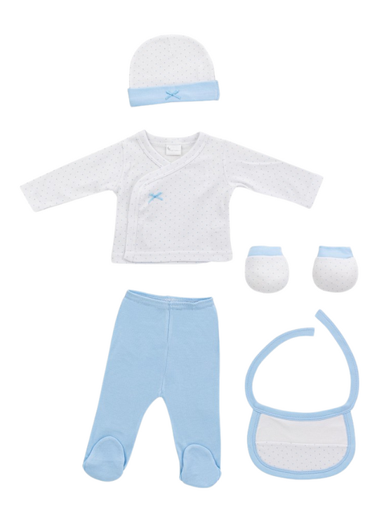 Set Nou Nascut 5 Piese Alb-bleu 0-1 luna SET24-01 Don Algodon