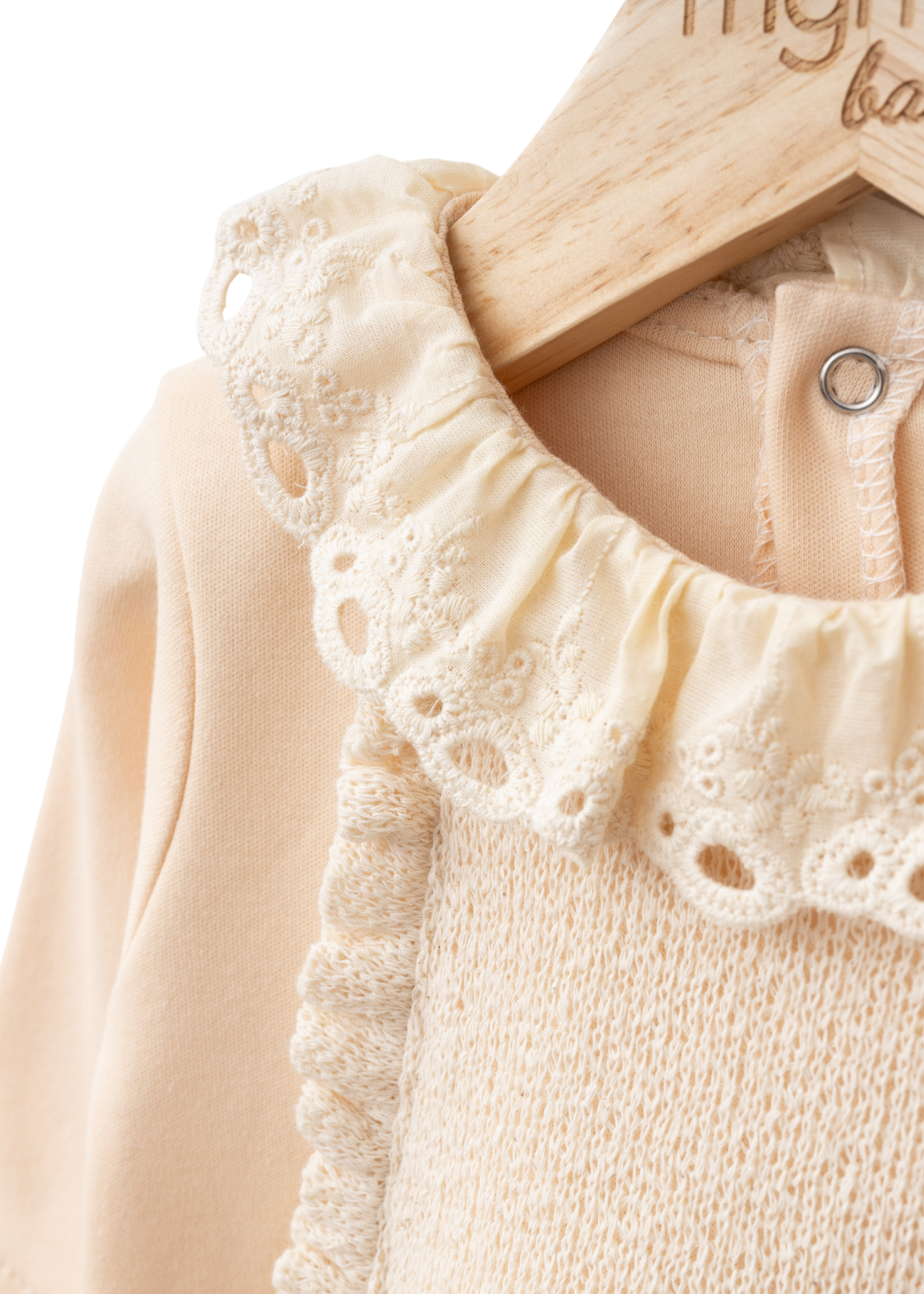 Salopeta Lunga Somon Bumbac si Tricot cu Dantela din Bumbac la Maneci 4362 MyMio
