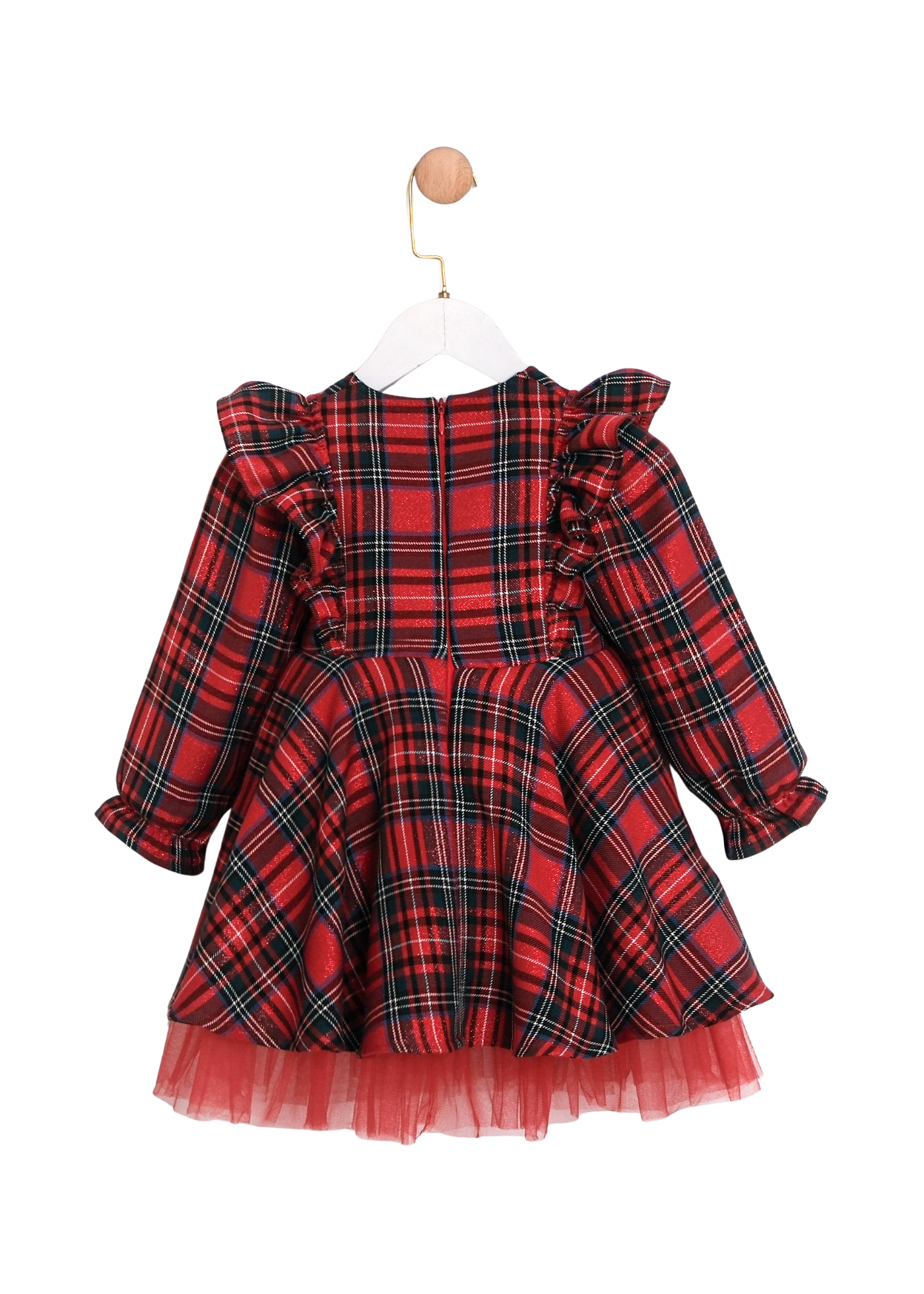 Rochie Rosie Ecosez cu Maneca Lunga cu Sclipici 3763 Mino Baby