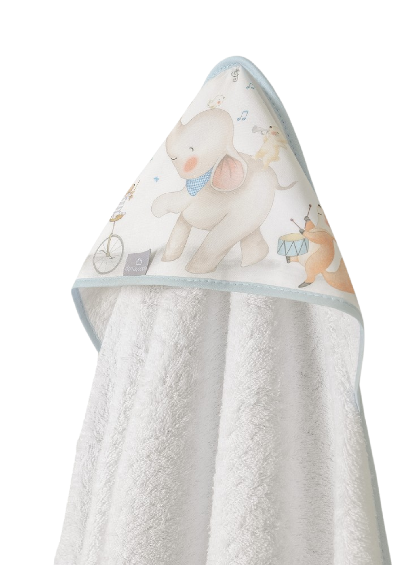 Prosop cu Capison 100x100 cm Alb-Bleu cu Elefantel D1219-11 InterBaby