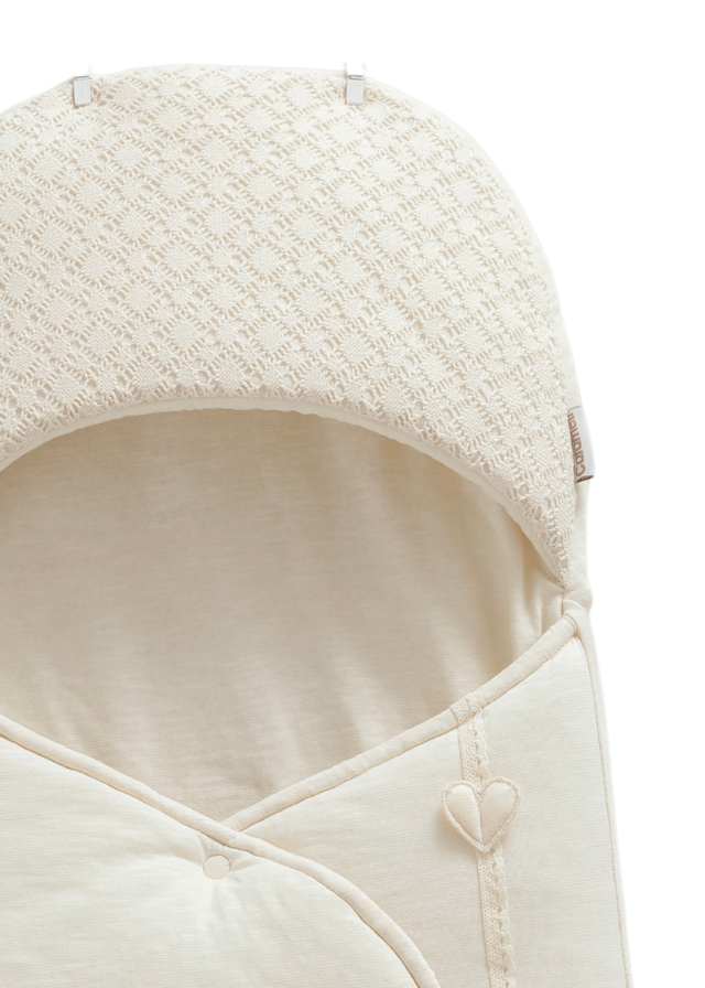 Portbebe Bumbac Bej cu Dantela Crosetata Raschels Touch ANK1848 Mell Sweet Baby
