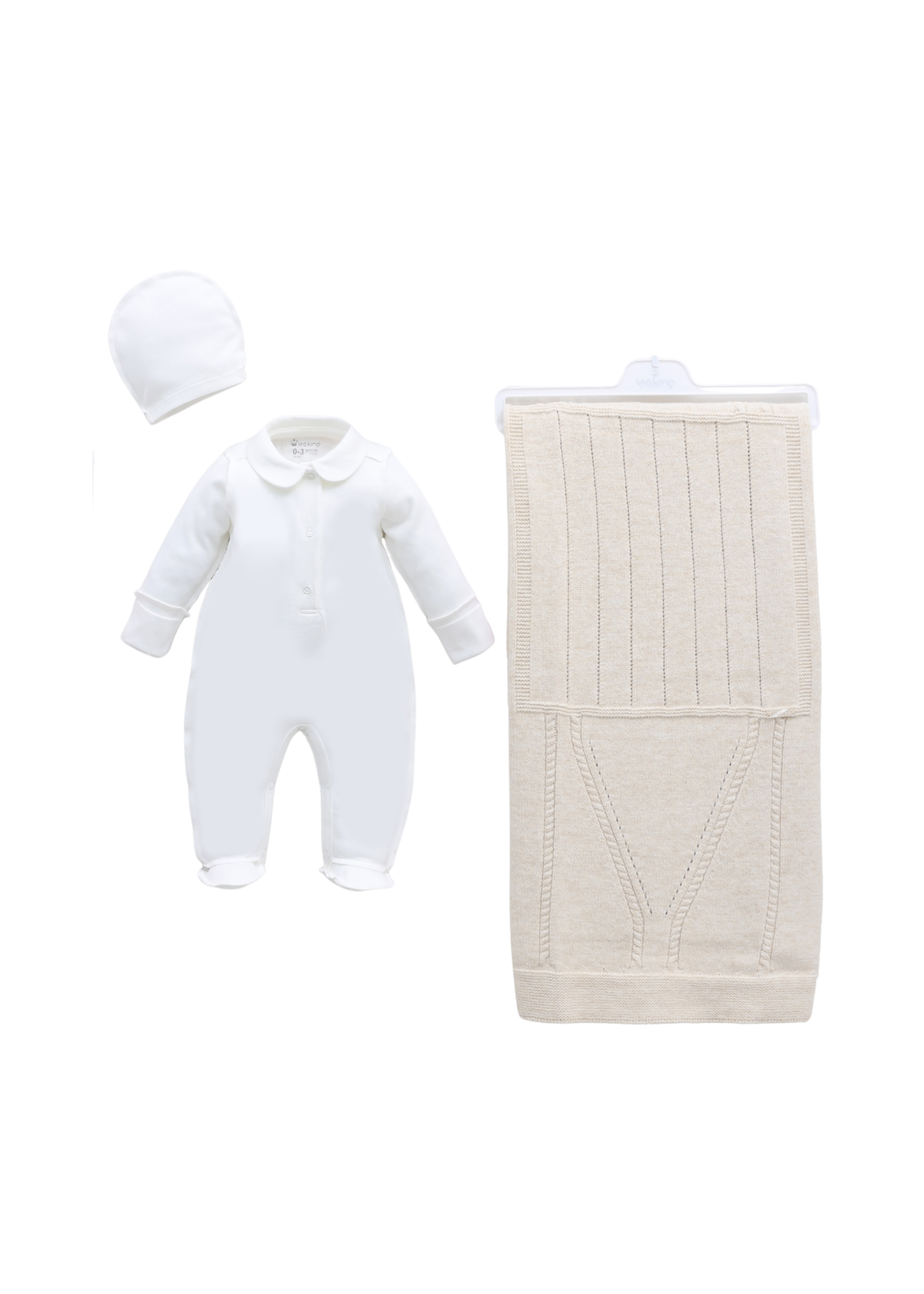 Set 8 Piese Maternitate Tricotat cu Lana Merinos Bej Rochie 3440 Leo King