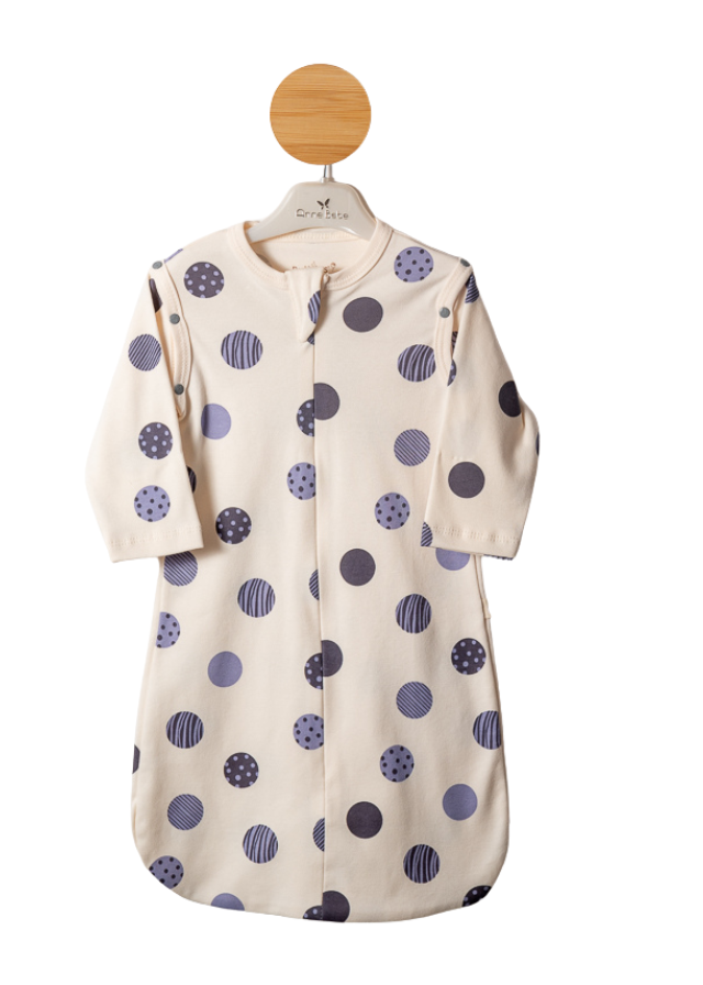 Sac de Dormit Bumbac Organic Crem cu Imprimeu Planete Albastre 10000 Bubbles
