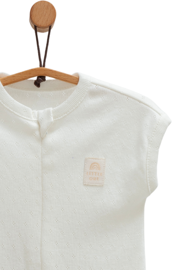 Salopeta Scurta Crem Bumbac Perforat cu Fermoar Move Boy TE1709 Mell Sweet Baby