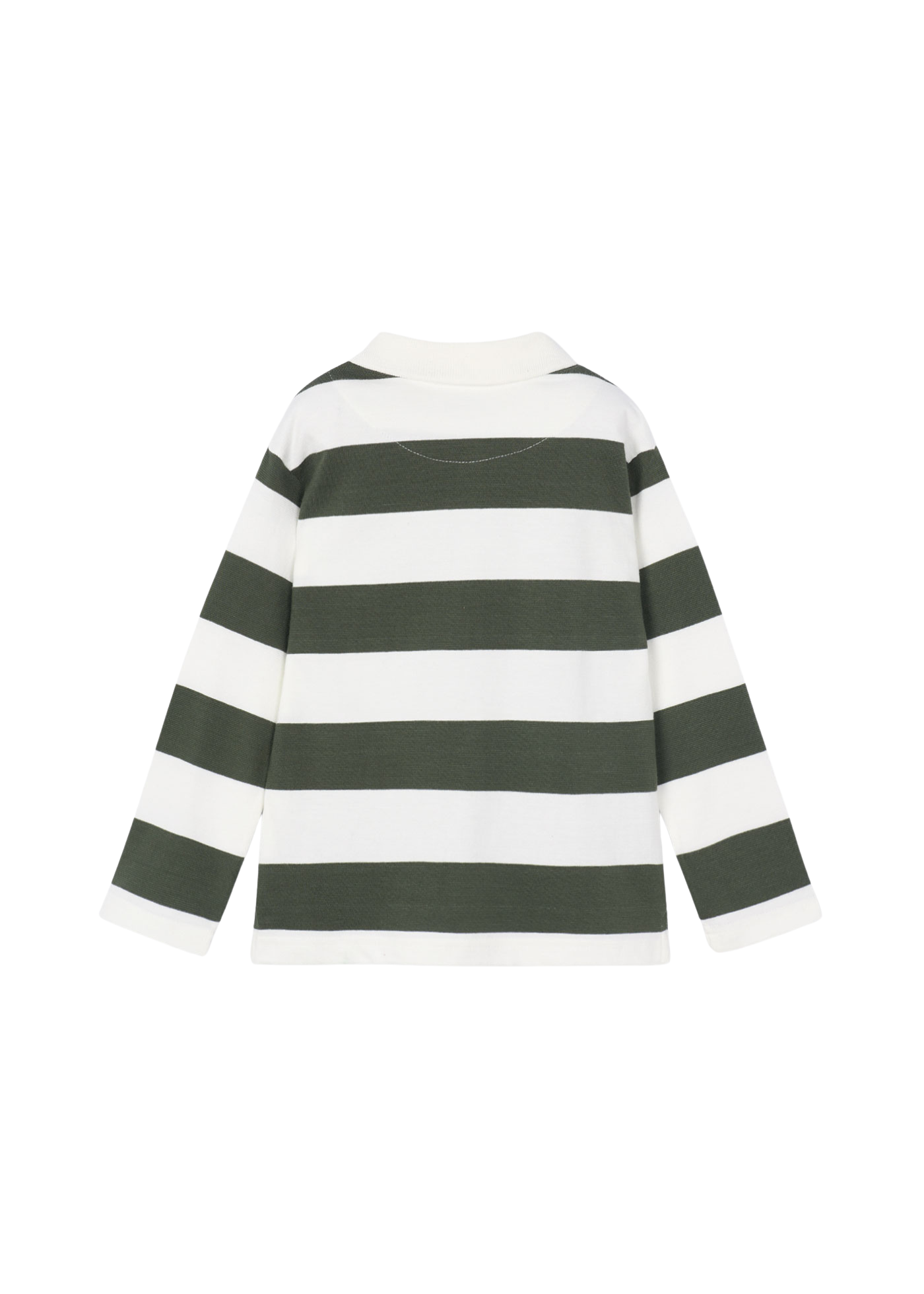Bluza cu Guler Polo Dungi Albe si Olive Maneca Lunga 4119 Mayoral