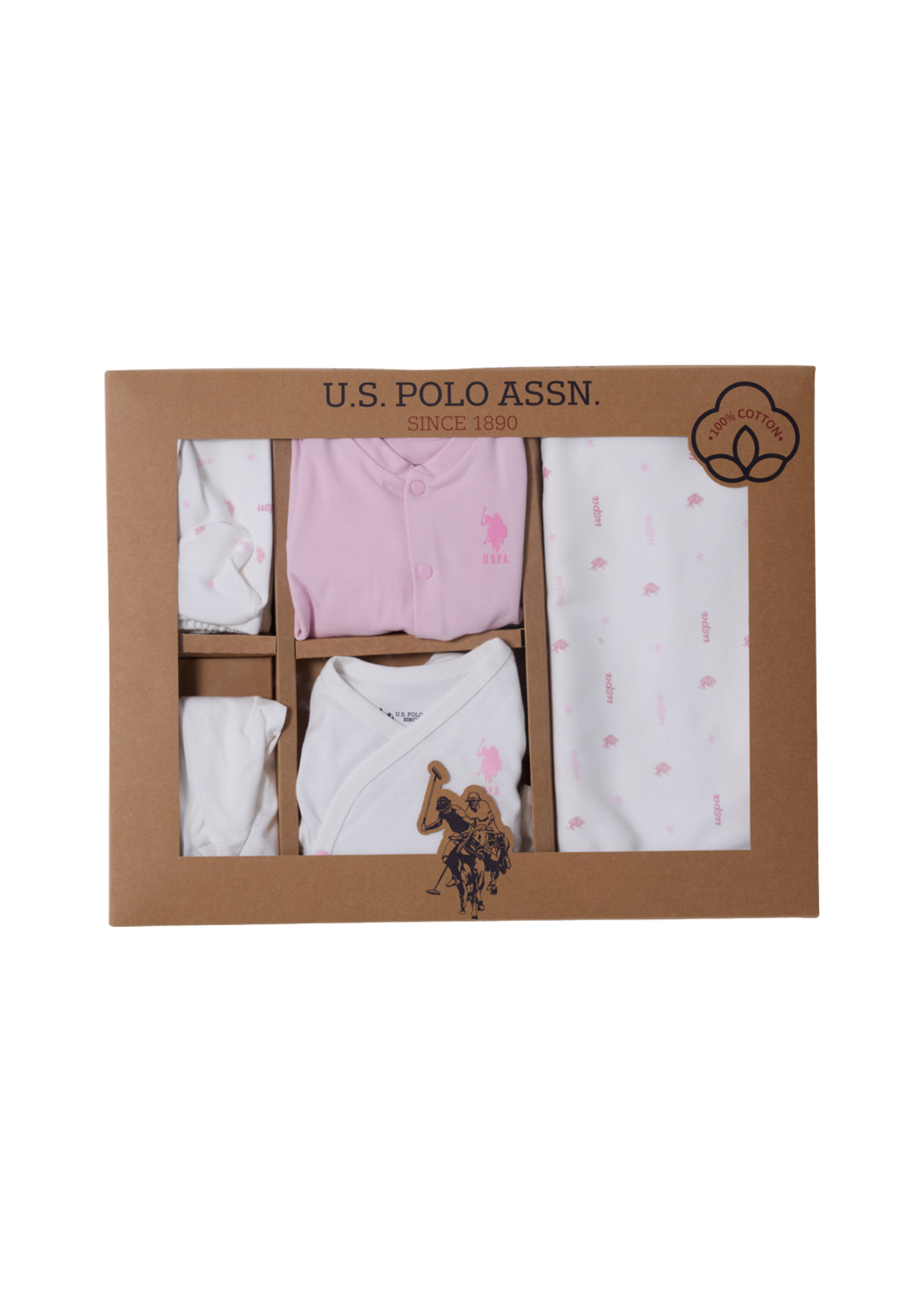 Set 10 Piese Maternitate Ivory cu Imprimeu Logo Roz USB2357 Us Polo Assn