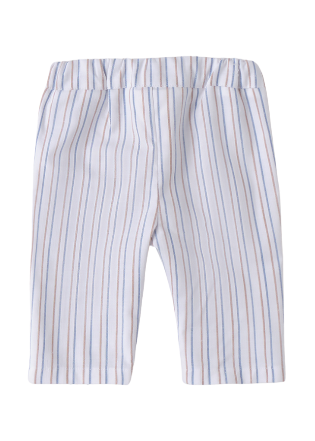 Pantaloni Lungi Albi cu Dungi Bej si Bleu 3.B618/00 Minibanda