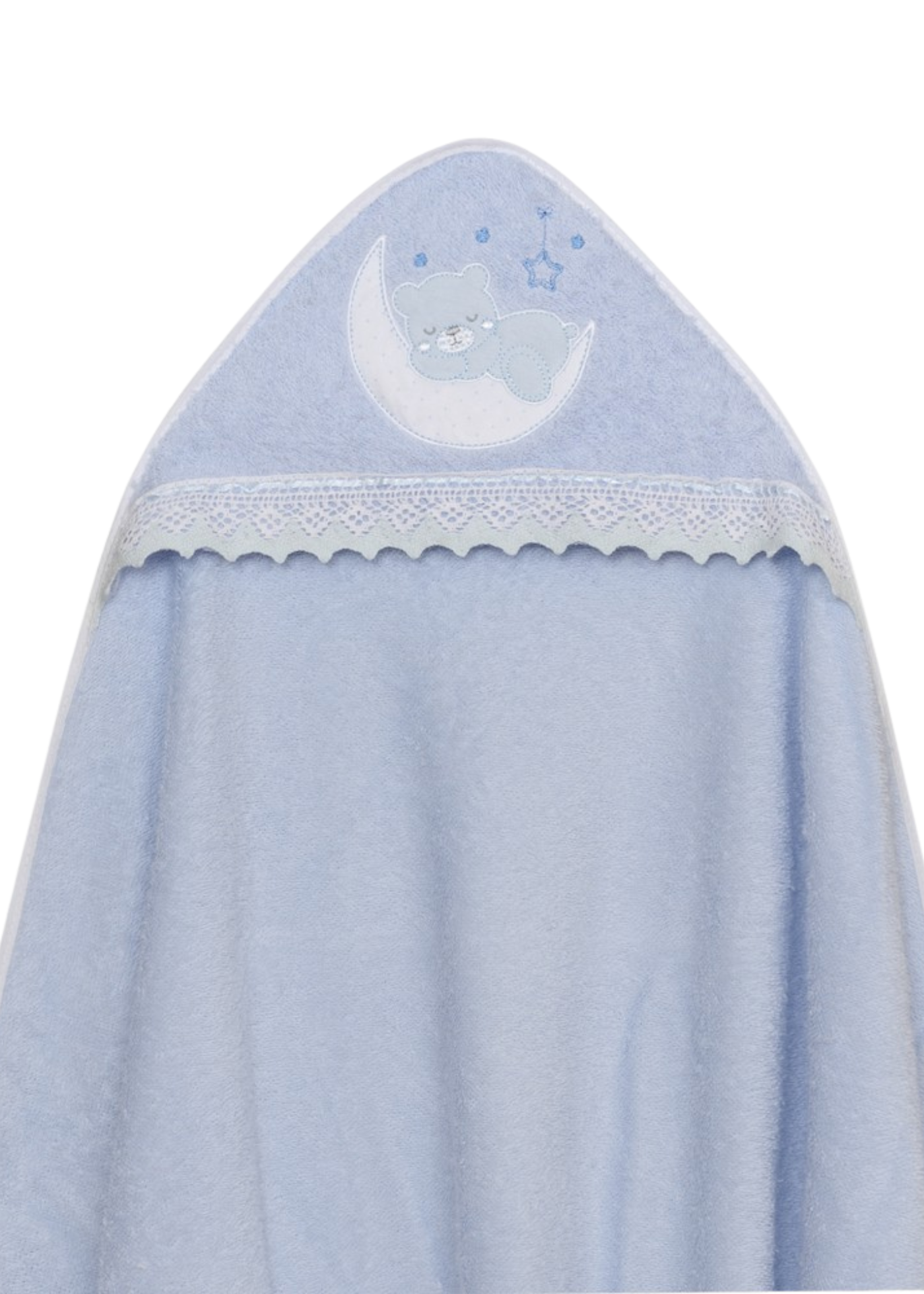 Prosop cu Capison 100x100 cm si Bavetica Bleu cu Ursulet pe Semiluna 01248-01 InterBaby