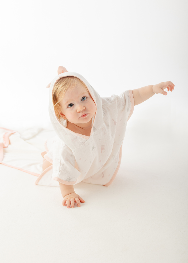 Poncho din Muselina Crem cu Somon AC25513 Andywawa
