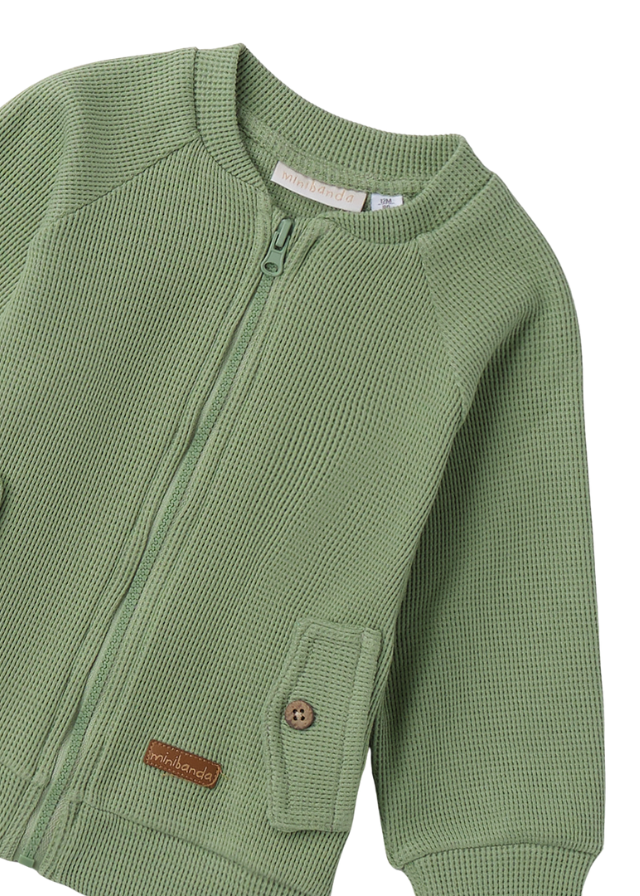 Jacheta Sport Verde Olive cu Fermoar 3.B614/00 Minibanda