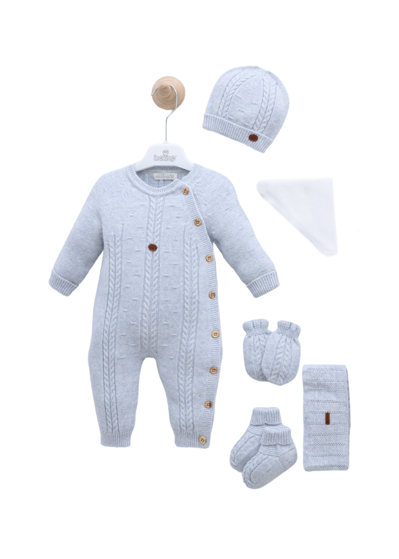 Set Maternitate Bleu 9 Piese cu Lana Merinos 3450 Leo King