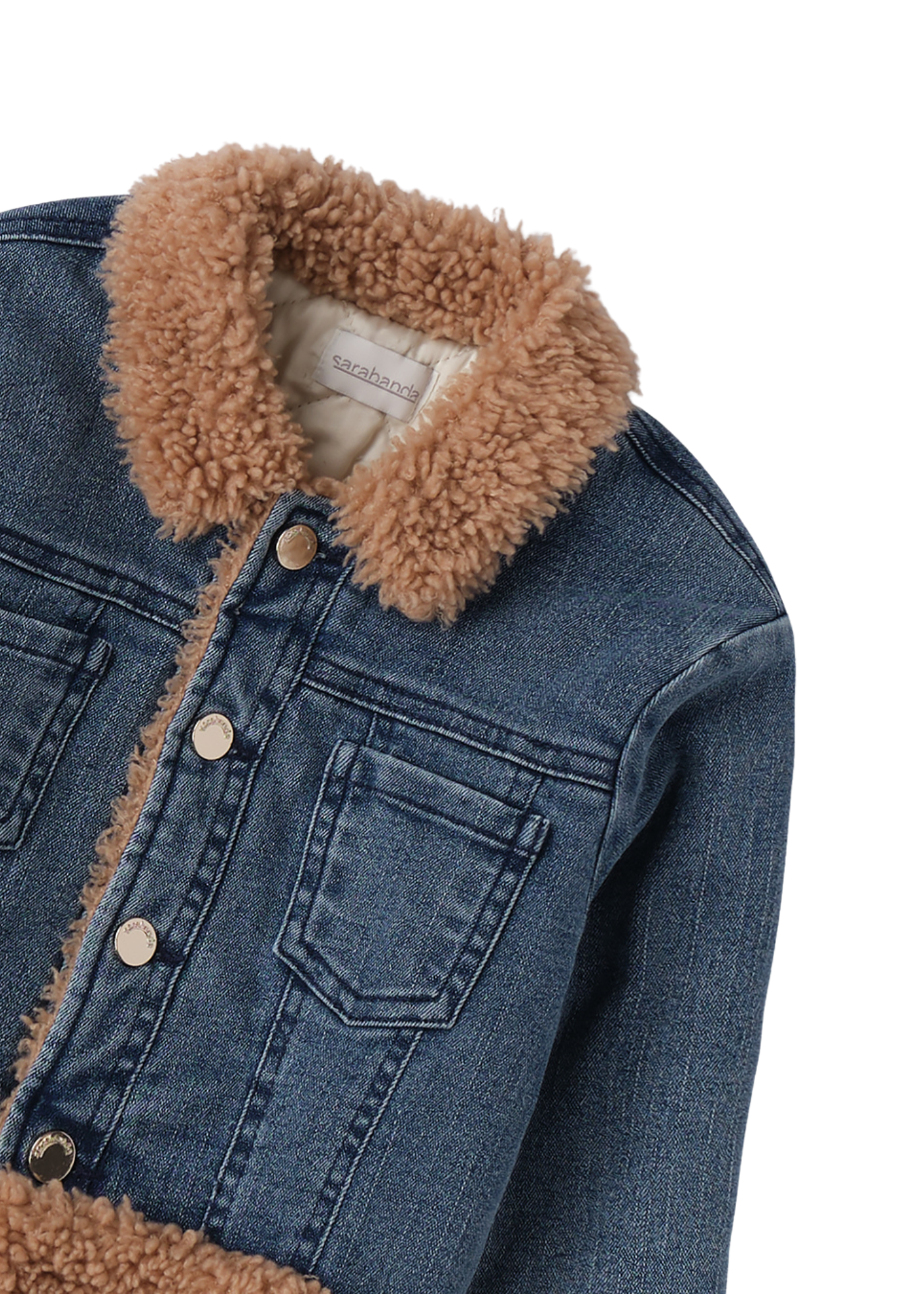 Jacheta Denim cu Guler si Mansete din Blana 0.F373/00 Sarabanda