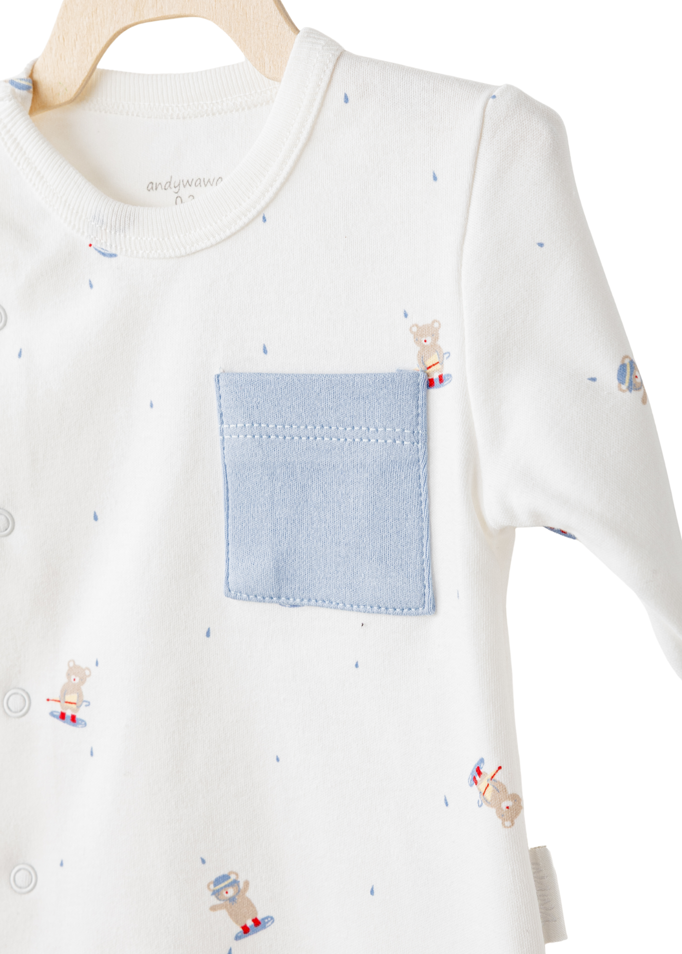 Set 3 Piese Crem cu Bleu cu Ursi AC26073 Andywawa