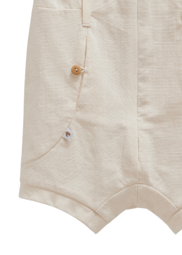 Salopeta Scurta Bej cu Guler Alb si Fermoar Serenity Boy TE1748 Mell Sweet Baby