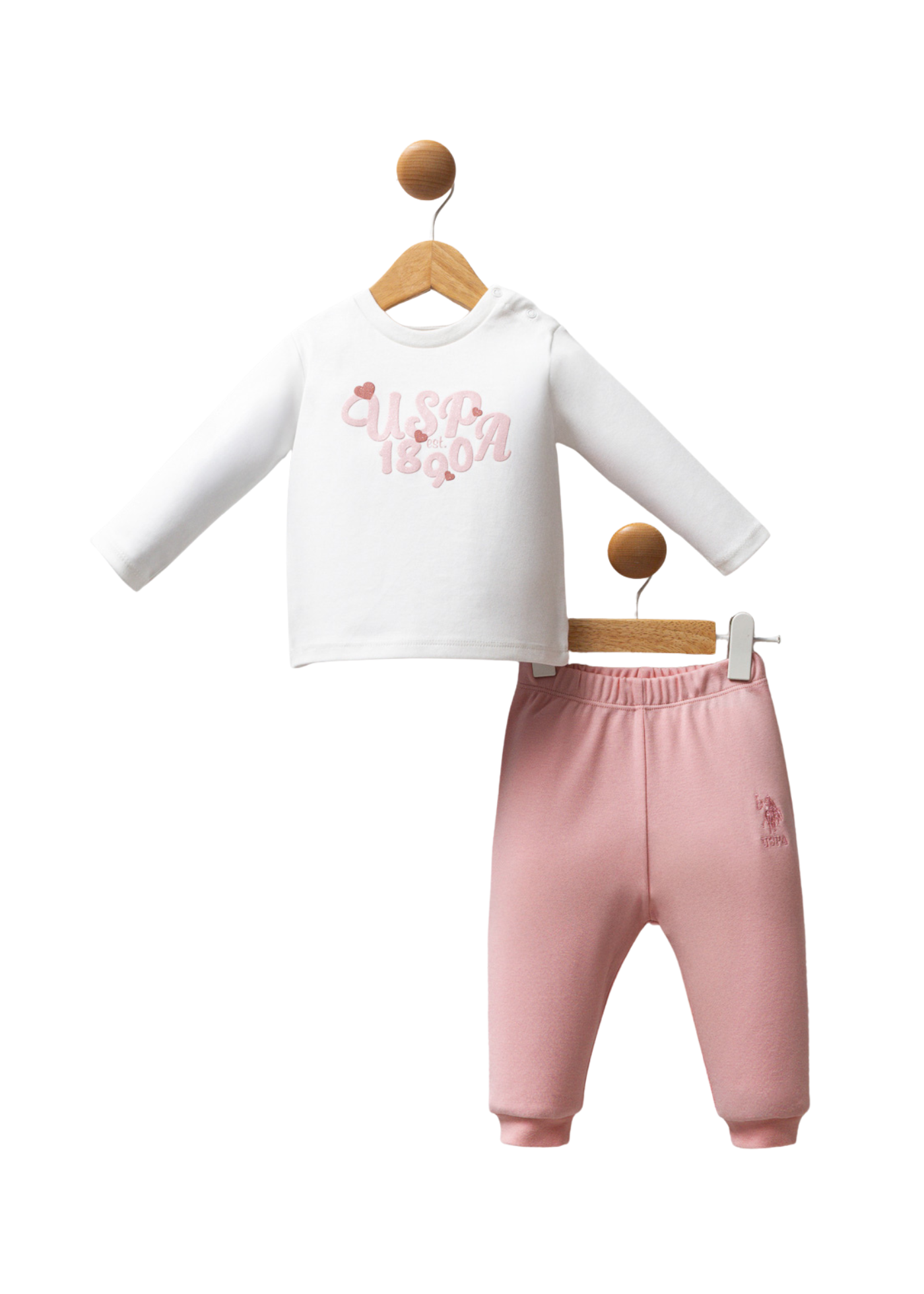 Trening 3 Piese Roz cu Inimi USB2712 V1 Us Polo Assn