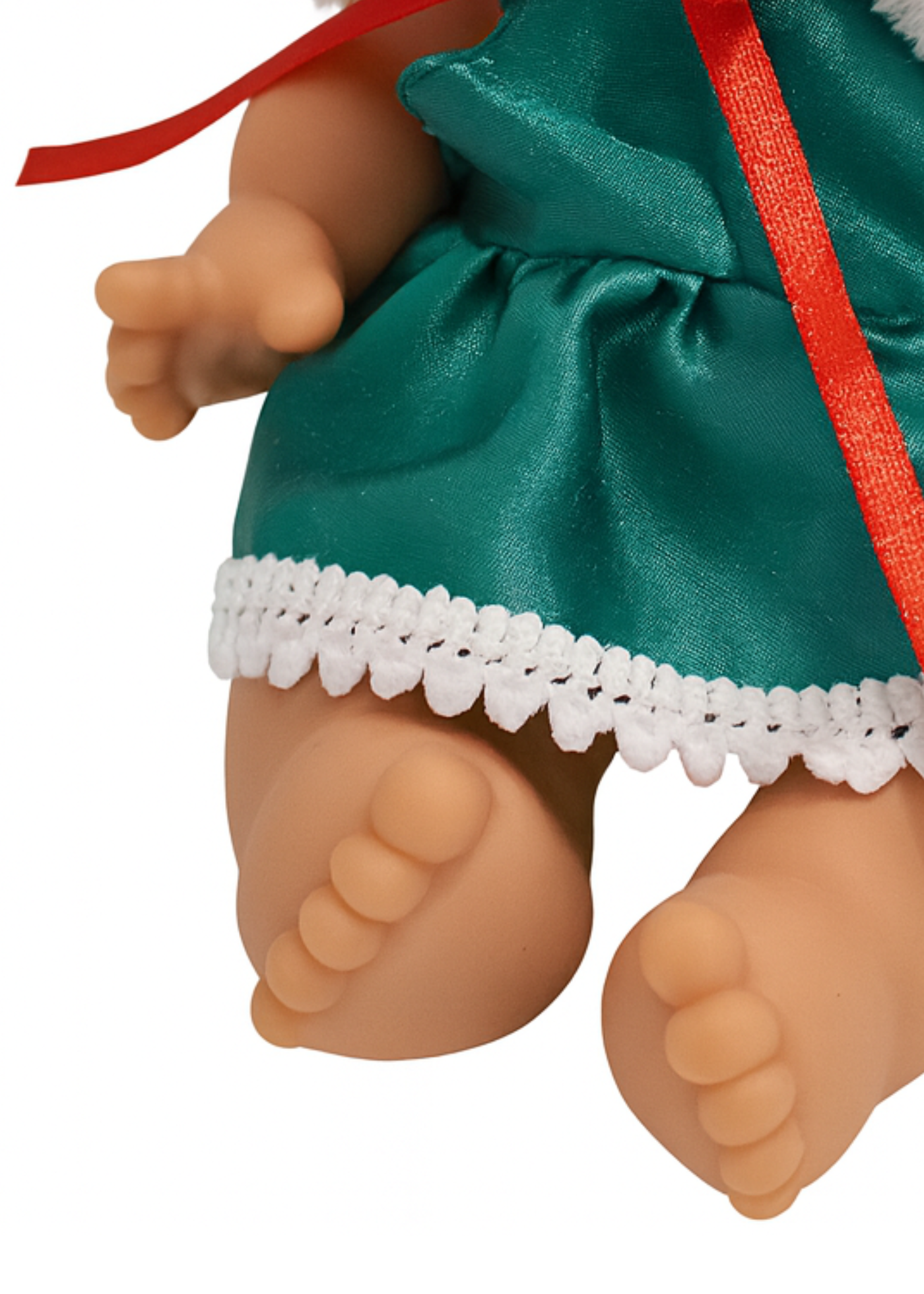 Papusa Parfumata Xmas cu Rochita Verde si Guler de Blana Alba - 26 cm - 0489 - Nines