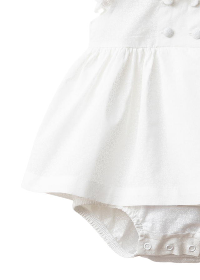 Body cu Maneca Scurta Alb Imprimeu Flori Mici Ivory cu Guler din Dantela 4301 MyMio