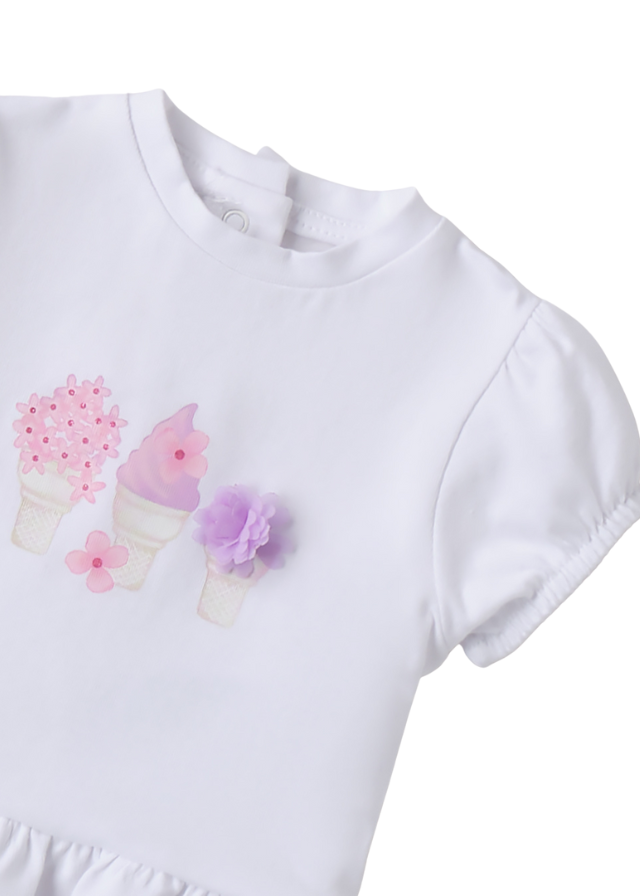 Tricou Alb cu Imprimeu Inghetate 3.B726/00 Minibanda