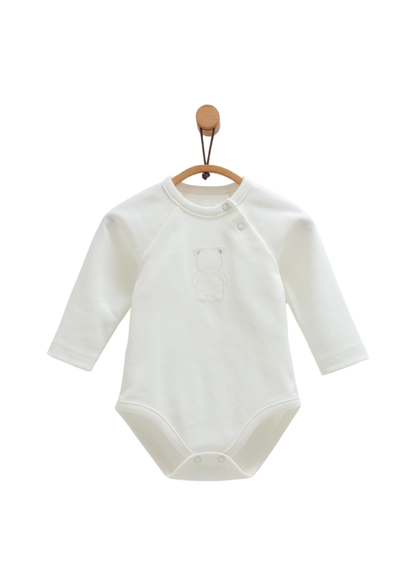Set 3 Piese Body cu Maneca Lunga, Pantaloni Lungi cu Picior si Fes Crem cu Imprimeu Ursi BPS1468 Mell Sweet Baby