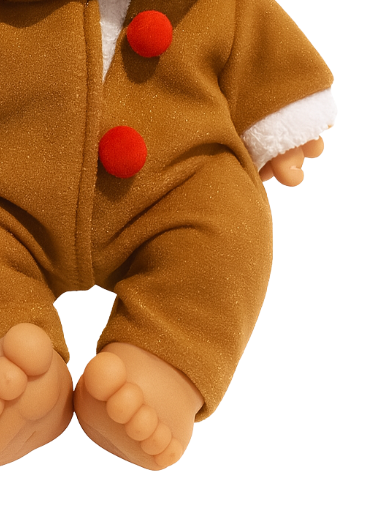 Papusa Parfumata Baietel Xmas cu Salopeta cu Gluga Maro - 26 cm - 0489 - Nines