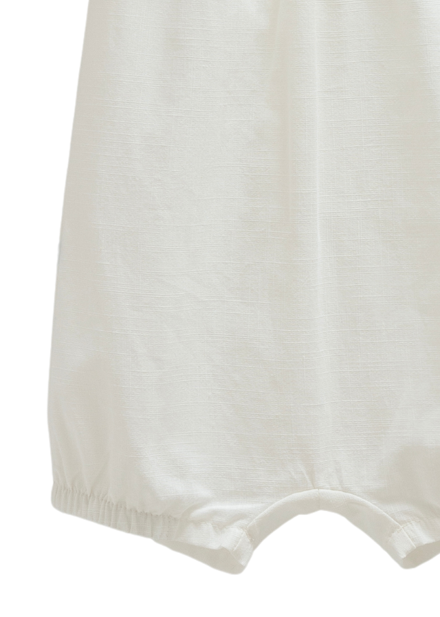 Salopeta Scurta Crem cu Volan pe Bust si Broderie Flori Serenity Girl TK1739 Mell Sweet Baby