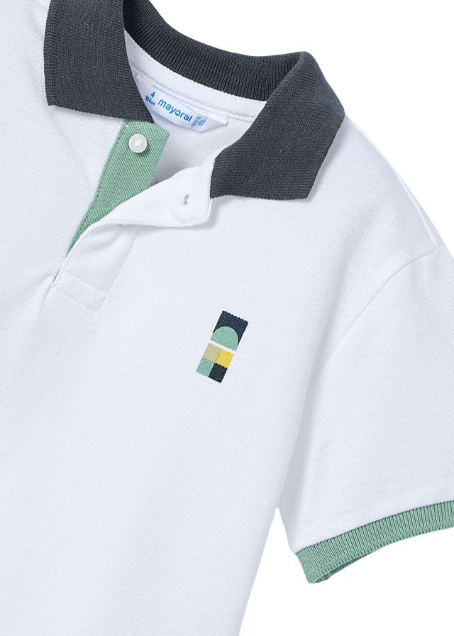 Tricou Polo Alb cu Verde 3106 Mayoral