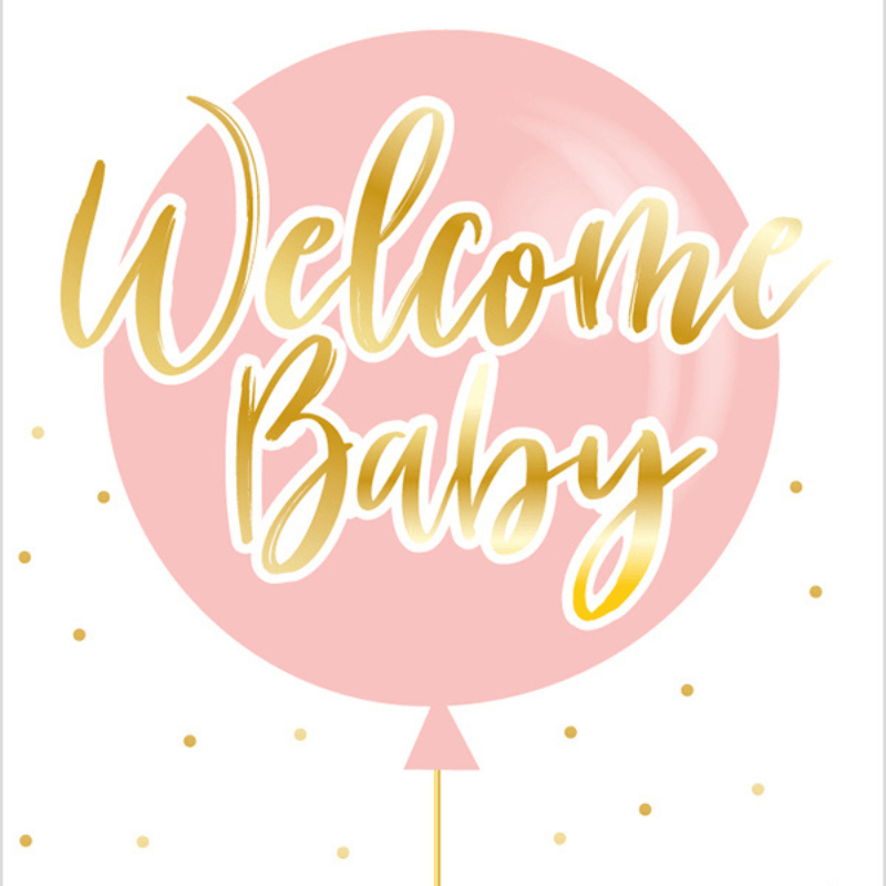 AnneBebe - Felicitare Fetite Balon Roz Welcome Baby 12x18 cm