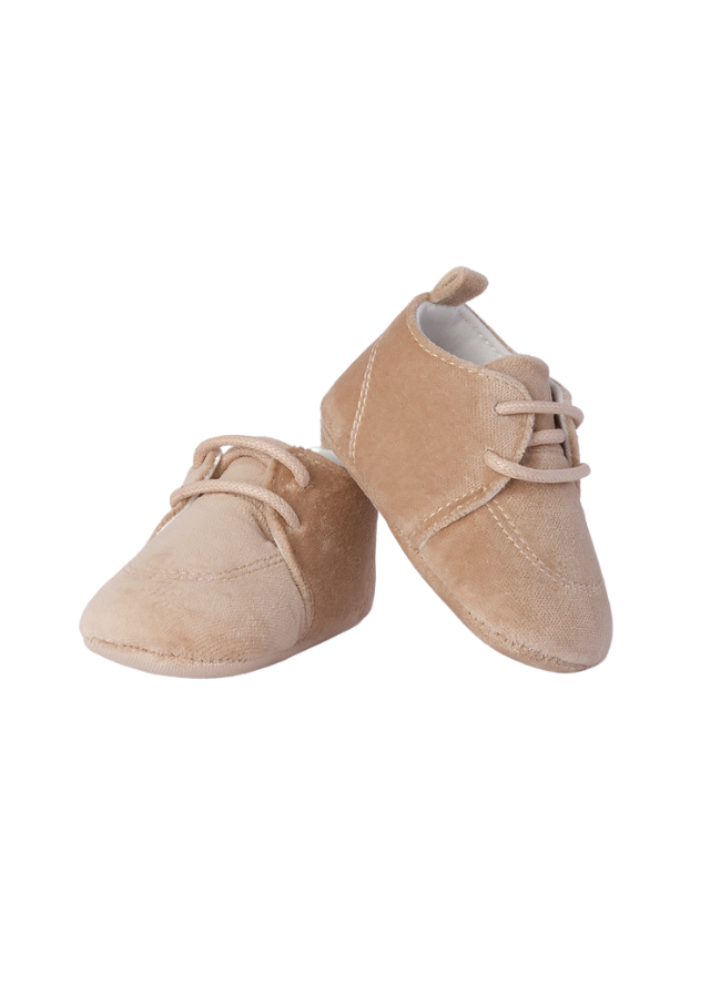 Pantofi Bej din Catifea cu Siret 3A318.00 Minibanda