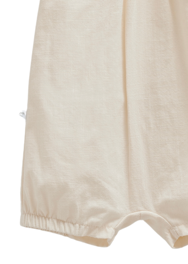 Salopeta Scurta Bej cu Volan pe Bust si Broderie Flori Serenity Girl TK1739 Mell Sweet Baby