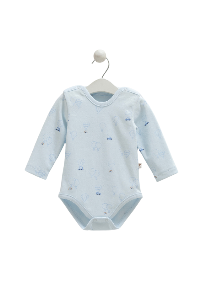 Set Body cu Maneca Lunga si Pantaloni Bleu cu Masini Flying Cars BPE1201 Mell Sweet Baby