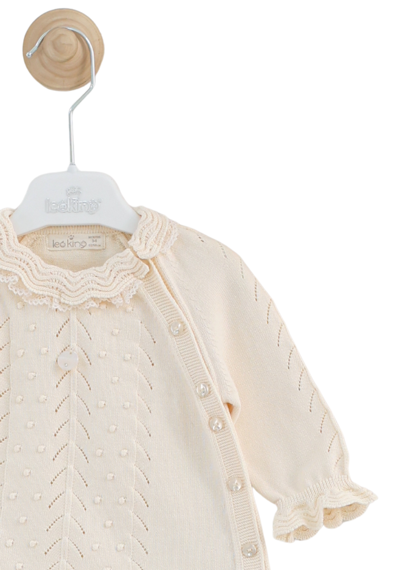 Set 3 Piese Tricotat Bluza ,Pantaloni si Caciula Bej 8538 Leo King