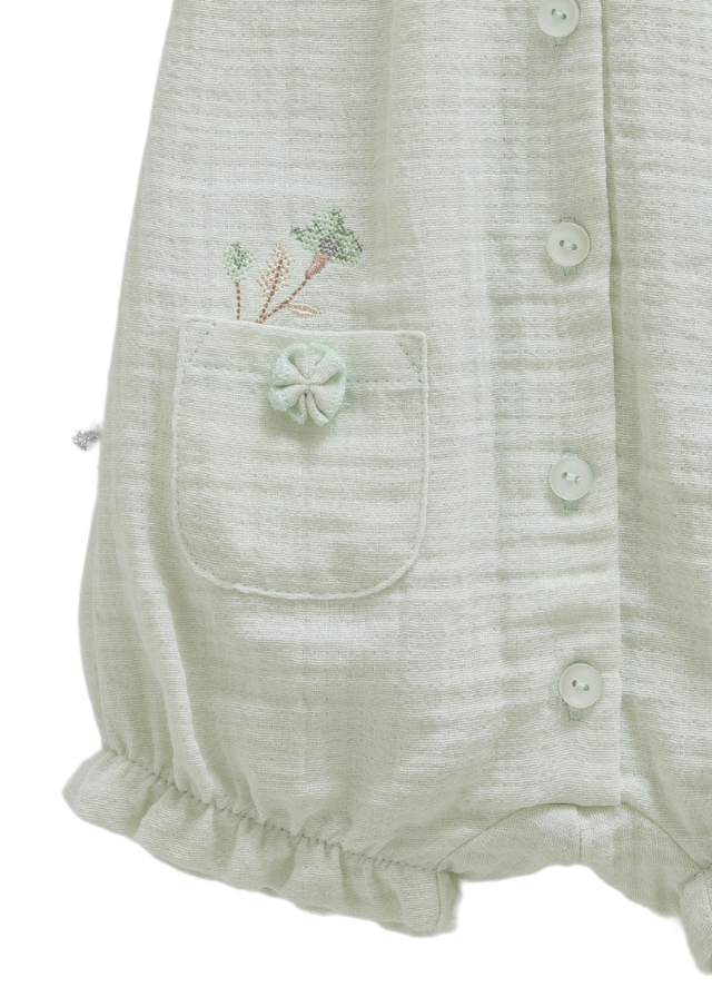 Salopeta Scurta Muselina Verde cu Nasturi Little Girl TK1659 Mell Sweet Baby