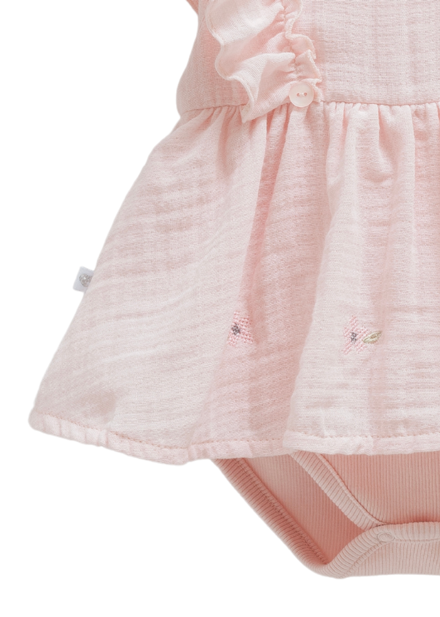 Body Tip Rochita din Muselina Roz Little Girl BK1666 Mell Sweet Baby