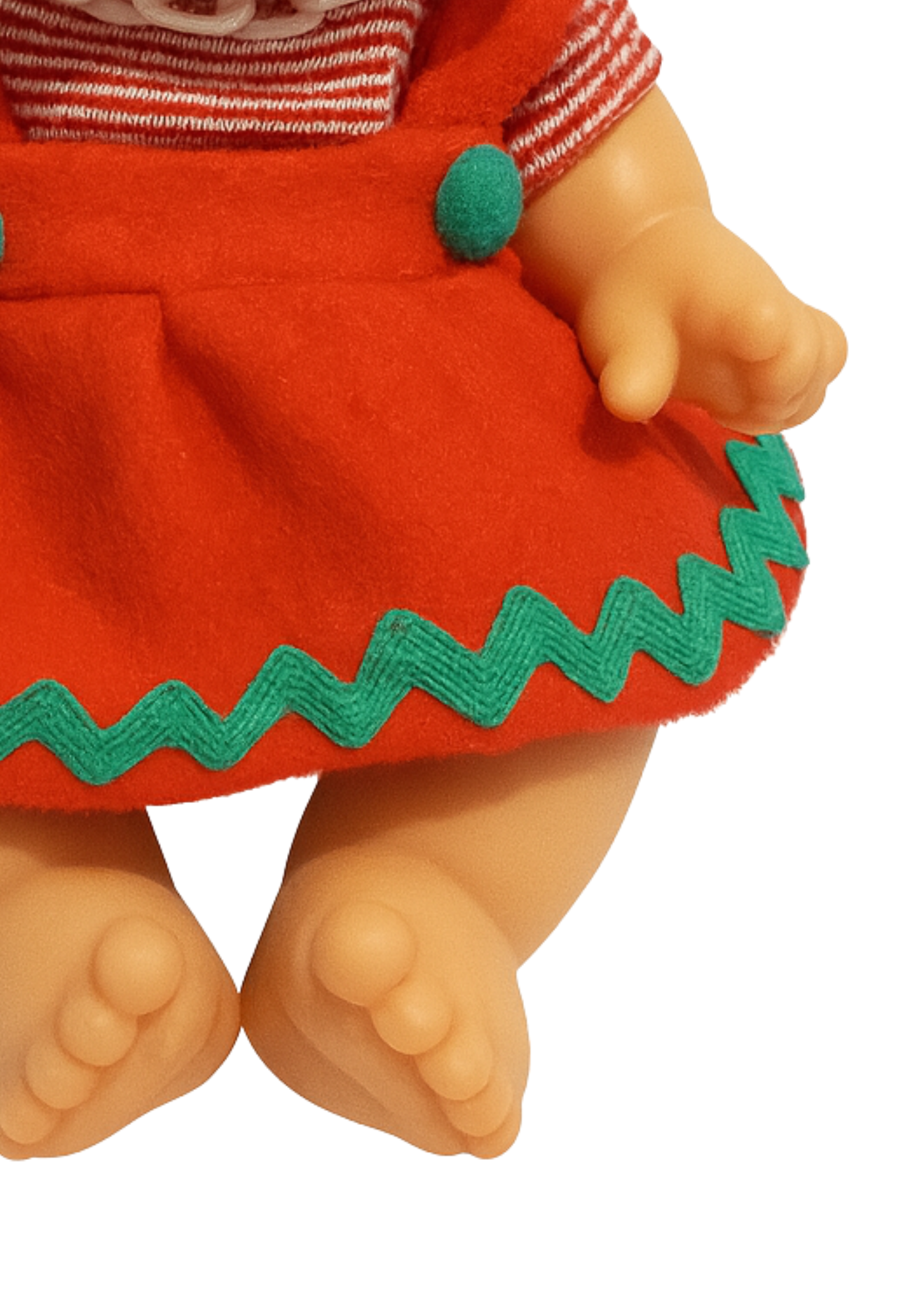 Papusa Parfumata Xmas cu Fustita Rosie si Bluzita in Dungi Rosu si Alb - 26 cm - 0489 - Nines