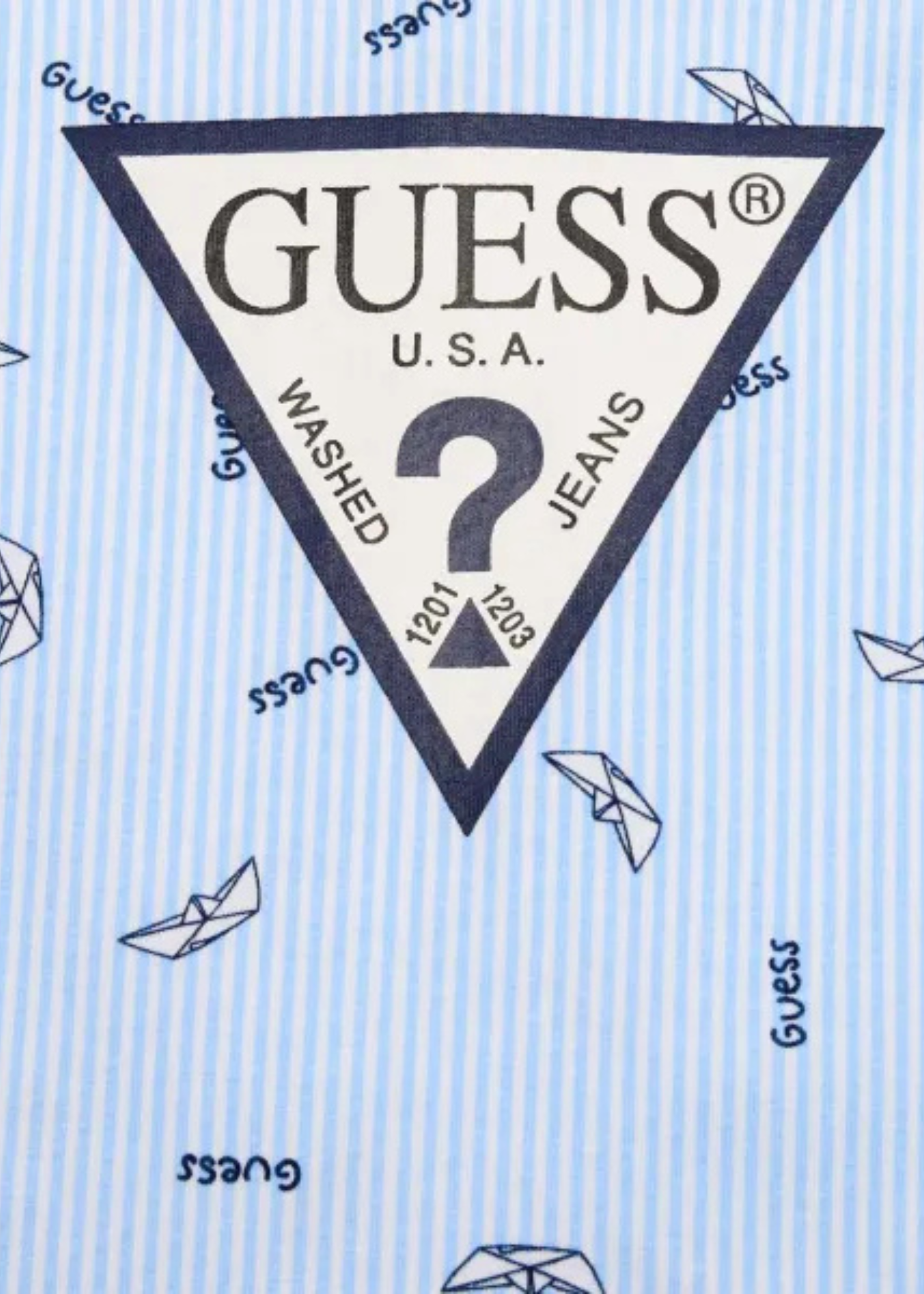 Salopeta Scurta Bleu cu Imprimeu Barcute Bleumarin P5GG00 K6YW1 PU74 Guess