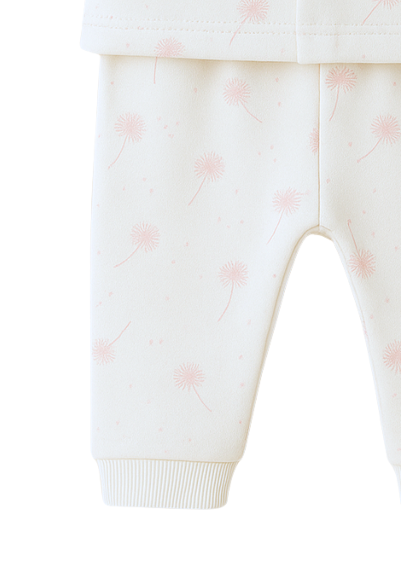 Set 2 Piese Bluza cu Capse si Pantaloni Lungi Crem cu Imprimeu Dandelion Roz USB2648 Us Polo Assn