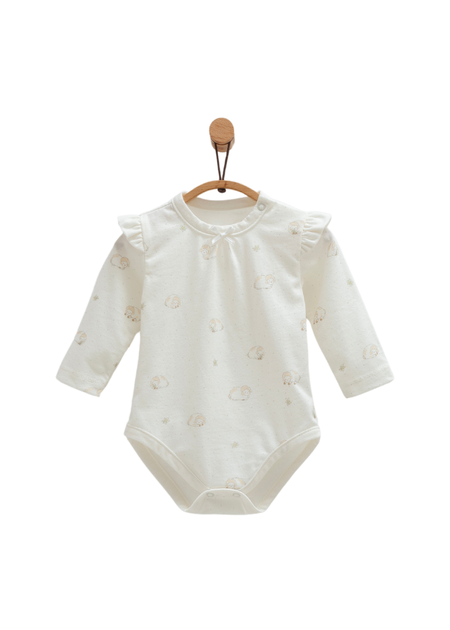 Set 2 Body Crem cu Maneca Lunga Imprimeu Oite Mini Lamb BK1408 Mell Sweet Baby