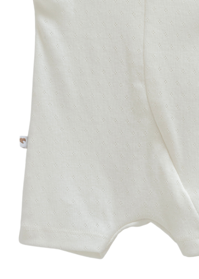 Salopeta Scurta Crem Bumbac Perforat cu Fermoar Move Boy TE1709 Mell Sweet Baby