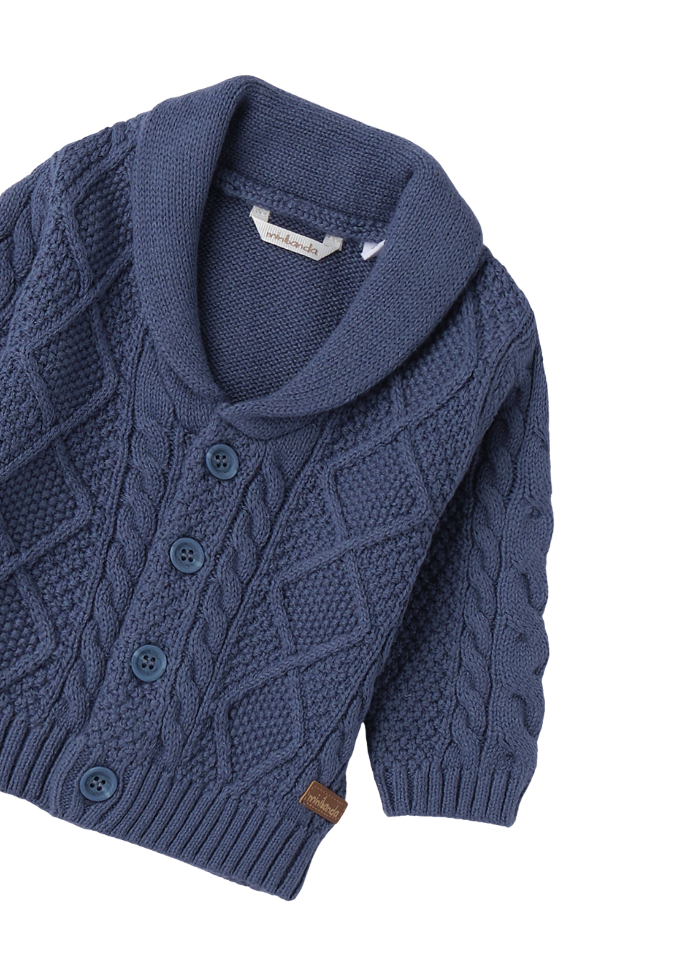 Cardigan Tricotat Albastru cu Rever 3.F657/00 Minibanda