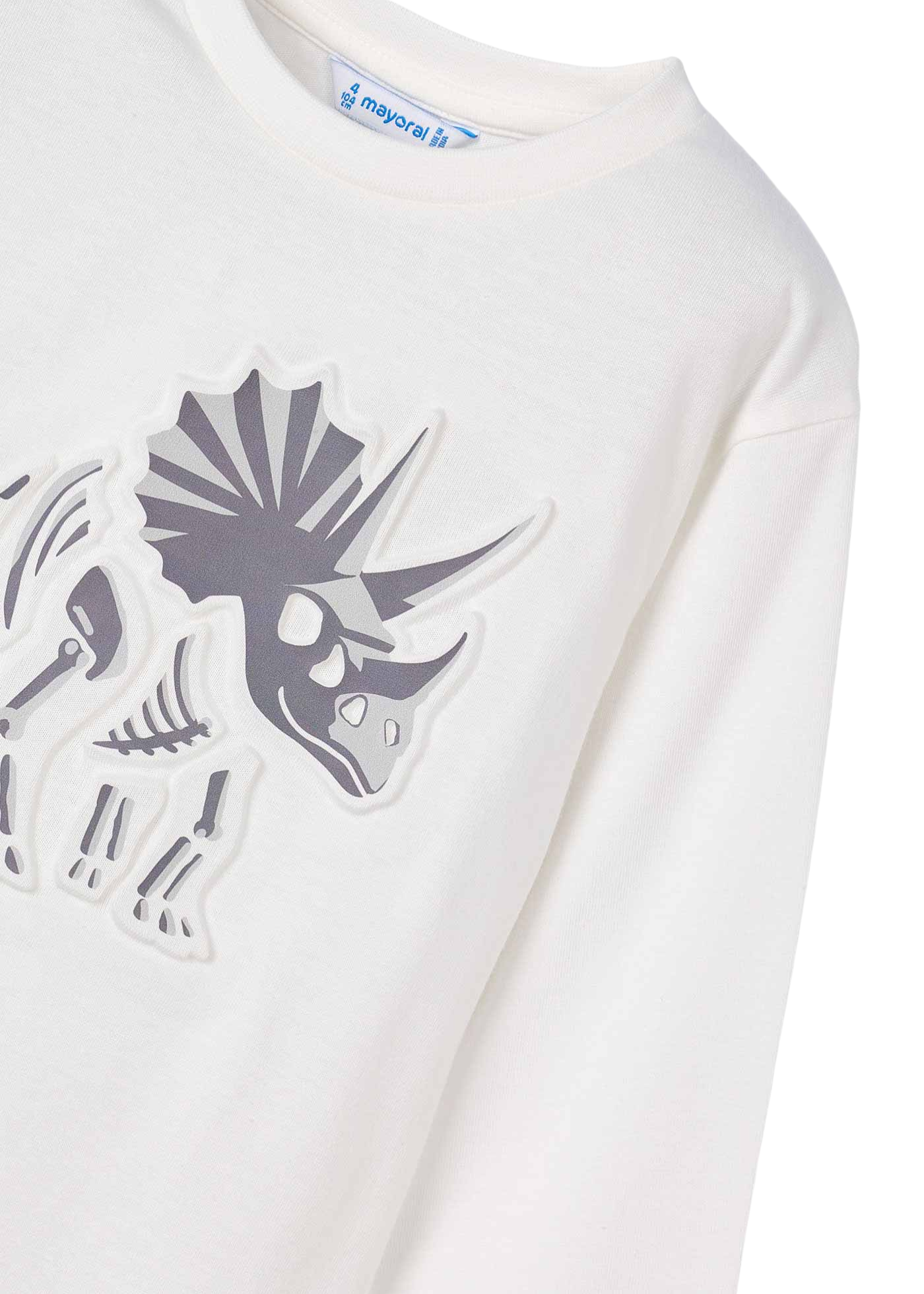 Bluza Alba cu Maneca Lunga cu Dinozaur 4089 Mayoral