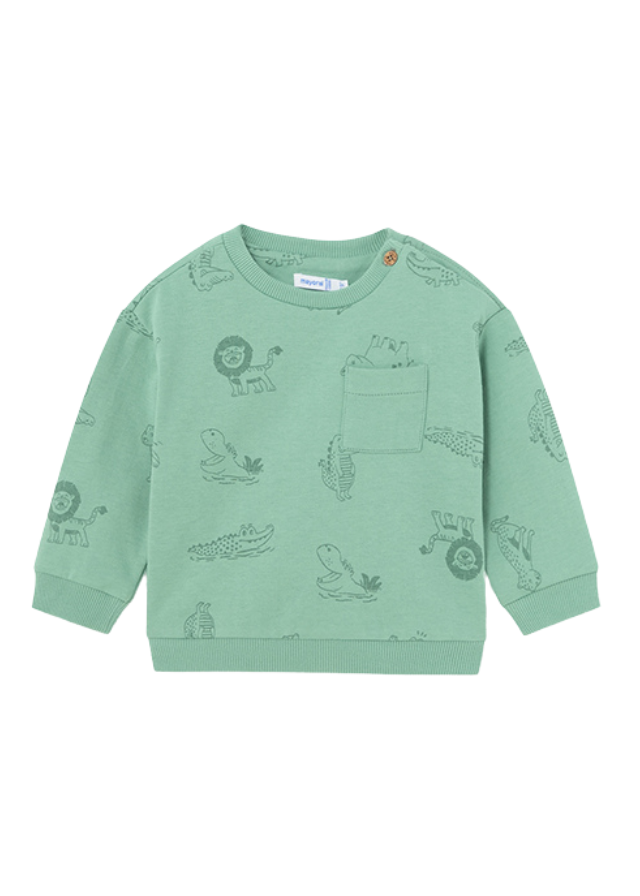 AnneBebe - Bluza Sport pentru Fetite, Verde cu Imprimeu Crocodili 1441 Mayoral