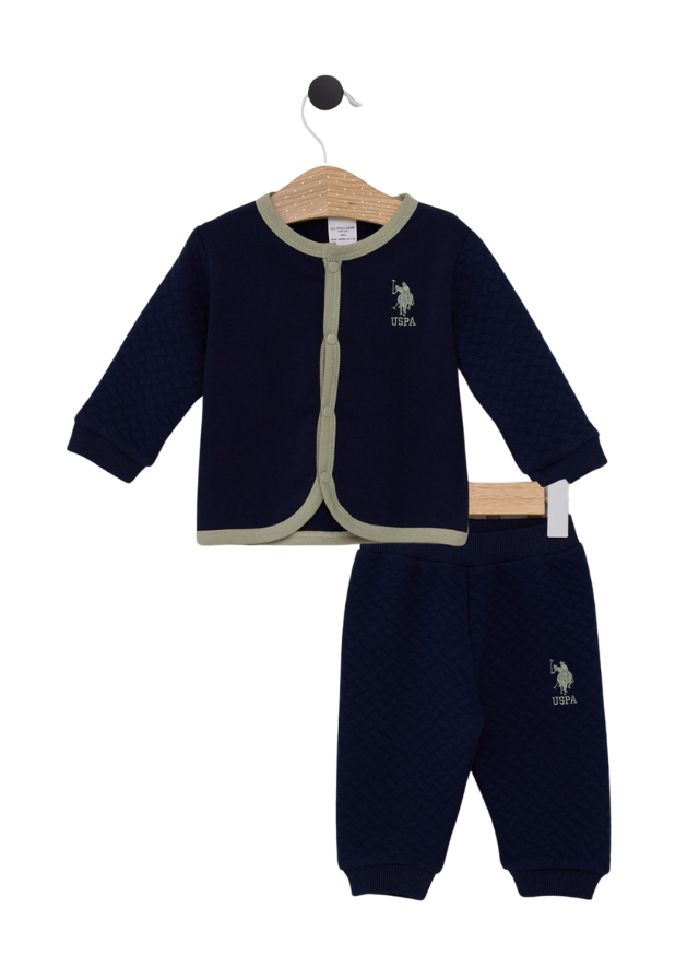 Set 3 Piese Jacheta cu Capse si Pantaloni Bluemarin si Bluza Ivory USB2067 V1 Us Polo Assn